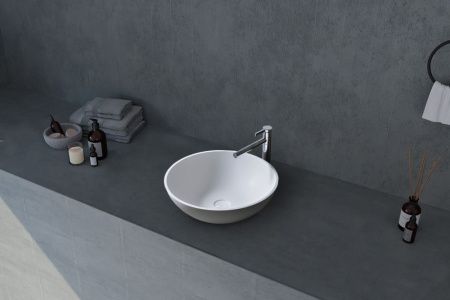 Раковина из искусственного камня Abber STEIN AS2608 40х40 накладная цвет белый без отверстий под смеситель