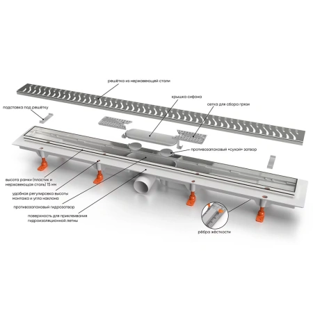 Душевой лоток Veconi Medium S 450 V450MS напольный