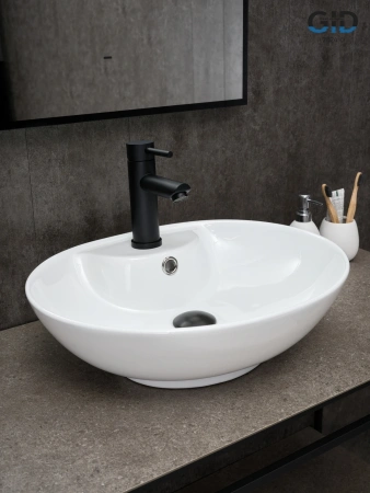 Раковина керамическая Gid Lago 51206 50х40 накладная цвет белый 1 отверстие под смеситель