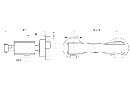 Смеситель для душа Wonzon & Woghand Triumph WW-564101-CR настенный хром