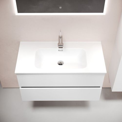 Тумба под раковину Sancos Urban UR90W 90х50 подвесная цвет белый - фото 5