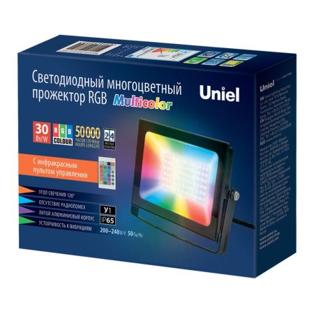 Прожектор светодиодный (UL-00007122) Uniel F60 ULF-F60-30W/RGB IP65 200-240В Black
