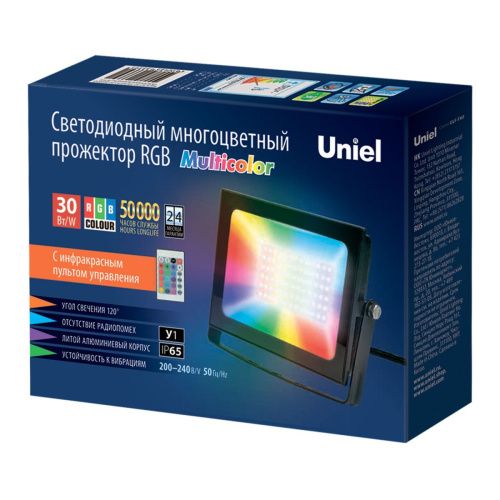 Прожектор светодиодный (UL-00007122) Uniel F60 ULF-F60-30W/RGB IP65 200-240В Black - фото 4