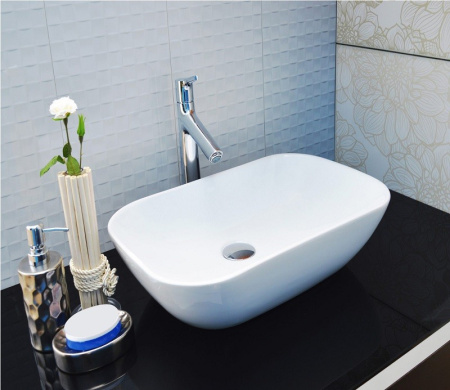 Раковина из санфаянса CeramaLux 9447 50х33 накладная цвет белый