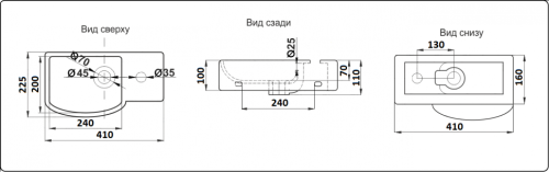 Раковина CeramaLux 41 см 7947AL подвесная цвет белый - фото 2