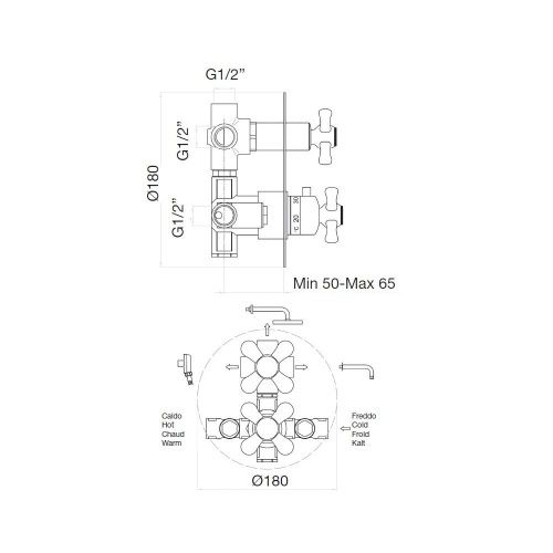 Смеситель для ванны и душа Webert Armony AM970903065 встраиваемый в стену бронза с термостатом - фото 3