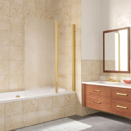 Душевая шторка на ванну Vegas-Glass E2V LUX ST E2V LUX ST 125 9 2 R 125х151 стекло рифленое профиль золото глянцевое ориентация правая