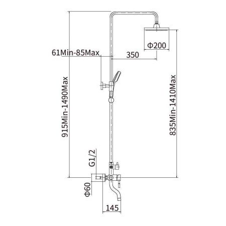 Душевая стойка Fashun A52409 настенная цвет серый