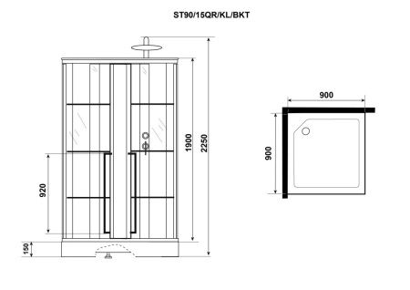 Душевая кабина Niagara Standart ST90/15QR/KL/BKT 90х90 квадратная без крыши ориентация универсальная