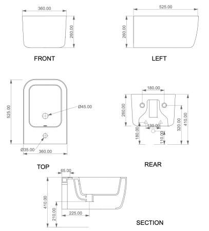 Биде GSG Ceramic Design Brio BRBISO002 подвесное