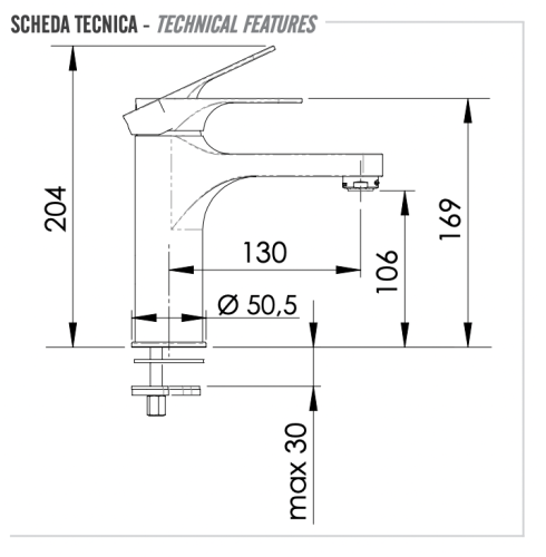 Смеситель Remer Class Line L11L на раковину хром - фото 2