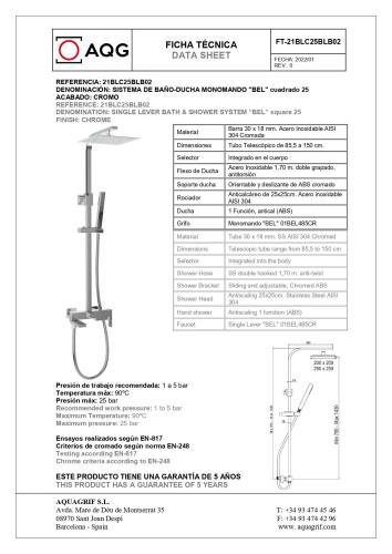 Душевая колонна AQG 21BLC25BLB02 настенная цвет хром - фото 2