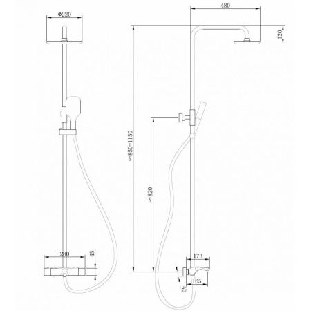 Душевая стойка Abber AF8516G настенная цвет золото с термостатом