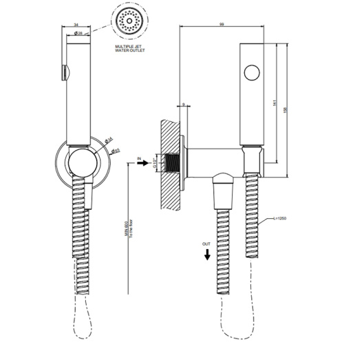 Гигиенический душ Gessi INCISO 58153#708 медь - фото 2