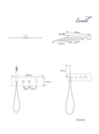 Душевая система Cerutti SPA CT10399 встраиваемая в стену цвет черный