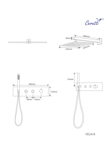 Душевая система Cerutti SPA CT10399 настенная - фото 3