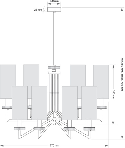 Люстра на штанге Kutek Genova (Генова) GEN-ZW-8(P/A) - фото 2