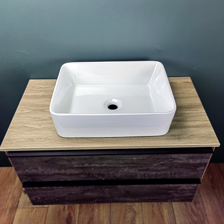 Раковина из сантехнического фарфора Teymi Helmi T50302 48х37 накладная цвет белый без отверстий под смеситель