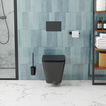 Унитаз подвесной Cerutti SPA CT9163 черный матовый с сиденьем микролифт безободковый каскадный смыв