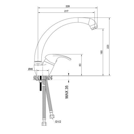 Смеситель для кухни WesnaArt Listok LIS01-120 на мойку хром