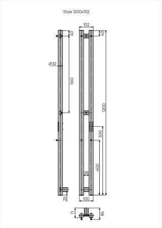 Полотенцесушитель электрический Indigo Style LSE120-10GNSRt 10х120 оружейная сталь