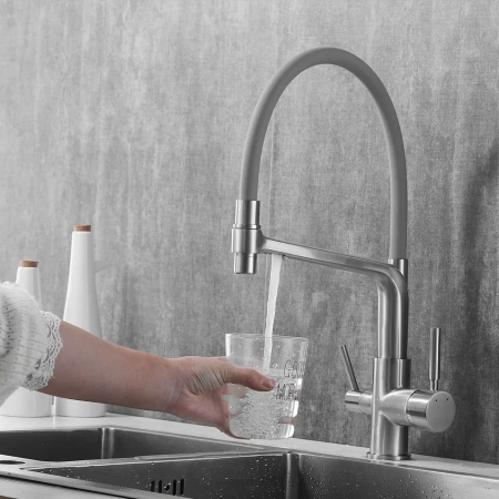 Смеситель для кухни Rose R658L на мойку сатин