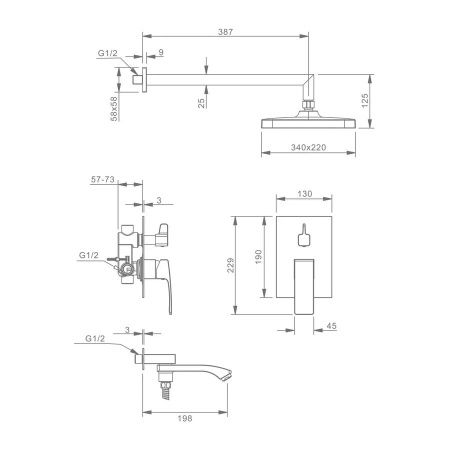 Душевая система Raglo R01.27.09 встраиваемая в стену
