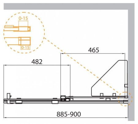 Душевая перегородка Cezares STREAM STREAM-BF-1-90-C-Cr 90х195 стекло прозрачное профиль хром