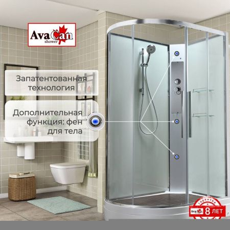 Душевая кабина AvaCan EM EM2912RNT 120х90 асимметричная без крыши ориентация правая