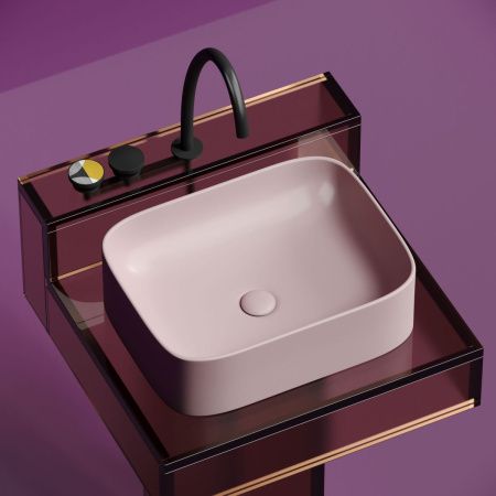 Раковина из сантехнического фарфора Ceramica Nova ELEMENT CN6052MP 50х40 накладная цвет розовый без отверстий под смеситель