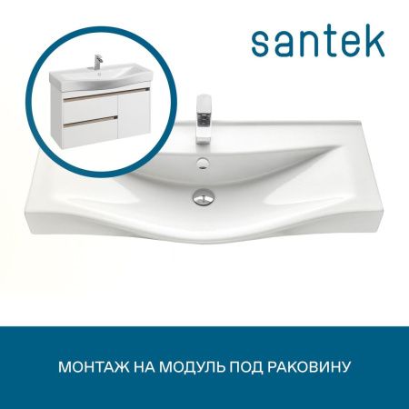 Раковина из сантехнического фарфора Santek Беверли WH302502 100х50 накладная цвет белый