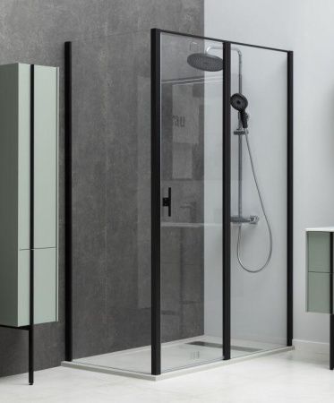 Душевой уголок Allen Brau Priority 3.31003.BBA + 3.31018.BBA 90х90 стекло прозрачное профиль черный без поддона