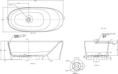Ванна из искусственного камня Allen Brau 2.35002.21 180х80 отдельностоящая овальная с ножками