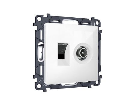Комплект механизма розетки компьютерной + TV оконечной RJ-45 с автоматической защитной шторкой Ambrella Volt MA MA112510