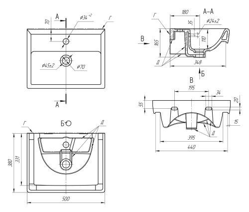 Раковина мебельная керамическая Dreja Mini-СК 50 641594 50х38 накладная цвет белый - фото 4
