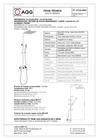 Душевая стойка AQG Bold 21LUC25LUD02 настенная цвет хром