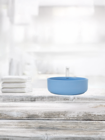 Раковина из сантехнического фаянса WeltWasser WW SK 10000004518 40 см накладная цвет голубой без отверстий под смеситель