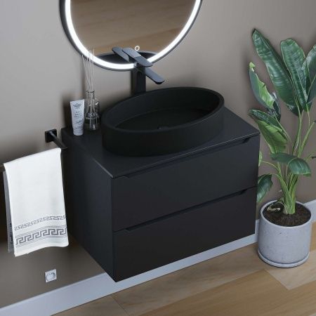 Раковина из искусственного камня Uperwood Rome 291020323 60х40 накладная цвет черный