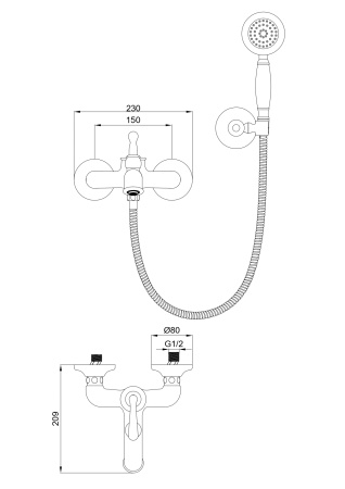Смеситель для ванны Wonzon & Woghand Steam WW-88639008-CR настенный хром
