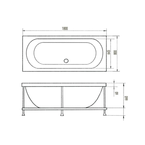 Ванна акриловая Aquanika Line A1016075028 180х80 пристенная прямоугольная без каркаса - фото 4