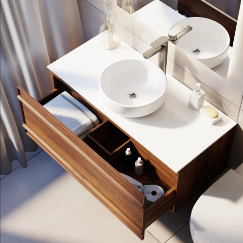 Тумба с раковиной ArtDecco Bridget (Бриджит) ABR10W22S300 100x45x40 подвесная цвет черный орех - фото 4