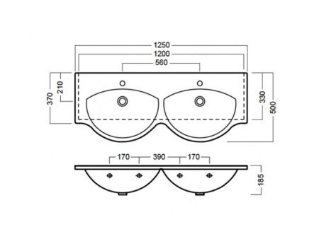 Раковина из сантехнического фаянса Hatria SOPHIE Y0Q501 130х50 подвесная цвет белый