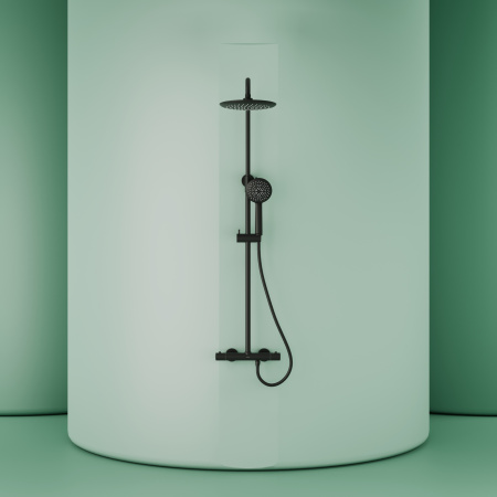 Душевая стойка Sancos Game SC3002MB настенная цвет черный с термостатом