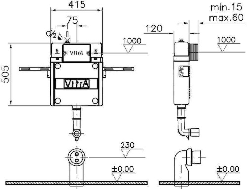 Бачок скрытого монтажа Vitra V12 762-1740-01 - фото 2