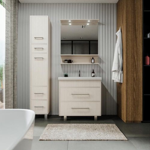 Зеркало с подсветкой Бриклаер 4627125414954 80х90 цвет светлая лиственница - фото 4