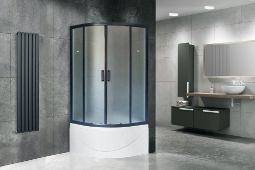 Душевой уголок Royal Bath BK RB90BK-C-BL 90х90 стекло матовое профиль черный