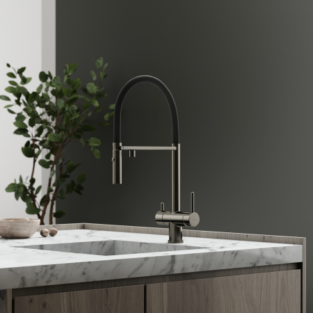 Смеситель для кухни Sancos Imola SC4010GG на мойку вороненая сталь/черный