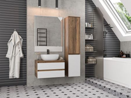 Тумба под раковину Brevita Dakota DAK-09070-19/01-2Я 70х50 подвесная цвет белый/коричневый