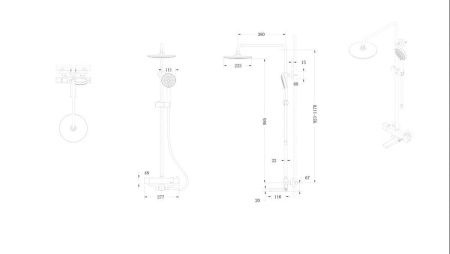 Душевая стойка Bravat Arc F699153BW-A2 настенная цвет черный с термостатом