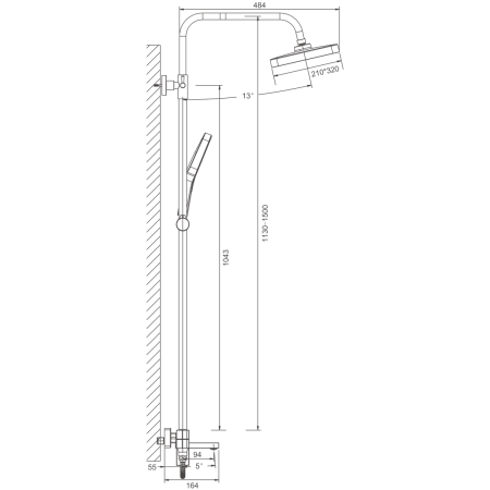 Душевая стойка Belz B658 B24658-7 настенная цвет черный